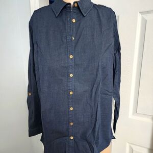 Denim Button Down  Shirt D&co 1X